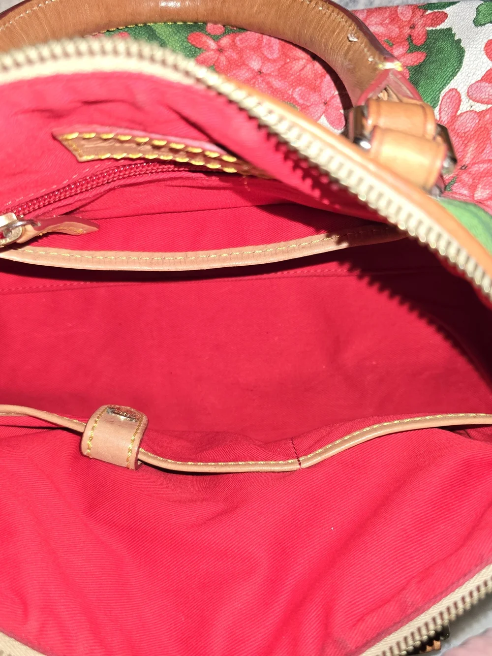 Dooney & Bourke Pink Floral Satchel Tan Leather Trim + Coin Purse & Keychain